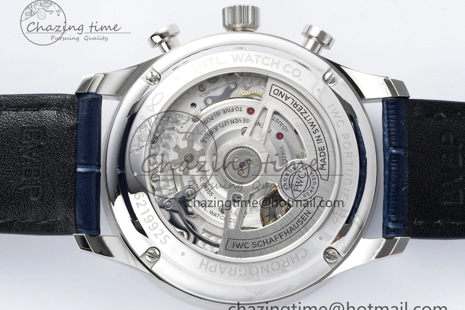 MIROTIME 0205 Portuguese Chrono IW371620 APSF 1:1 Best Edition White Blue Dial on Blue Leather Strap A MultiPurpose 7039